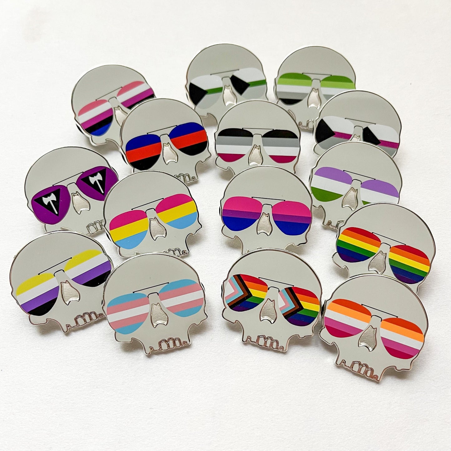 Skull Pride Flag Pins - B GRADE